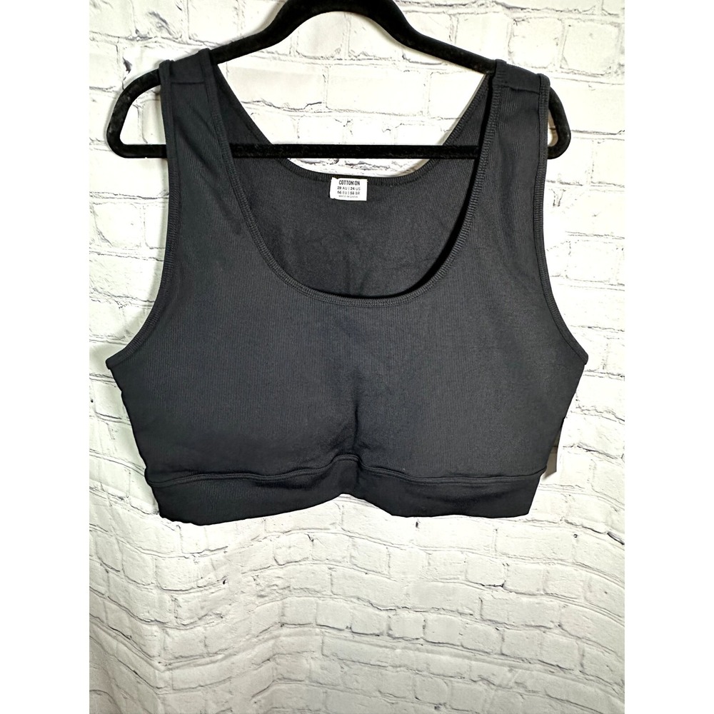 Cotton On Curve Active Rib Crop Tank Black Plus Size 24 US 2052582-01 New